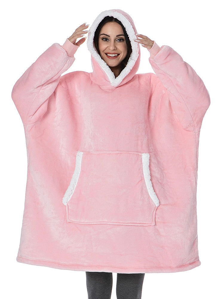 Fluffy oversized hoodie blanket hot sale